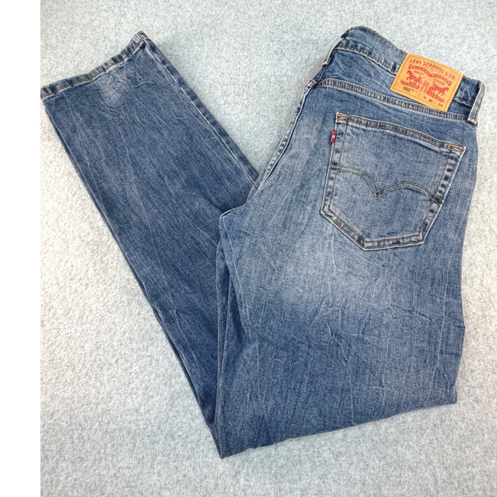 Levis 502 Regular Taper Mens Jeans Blue Medium Wash 36x34 29507-0003 Denim